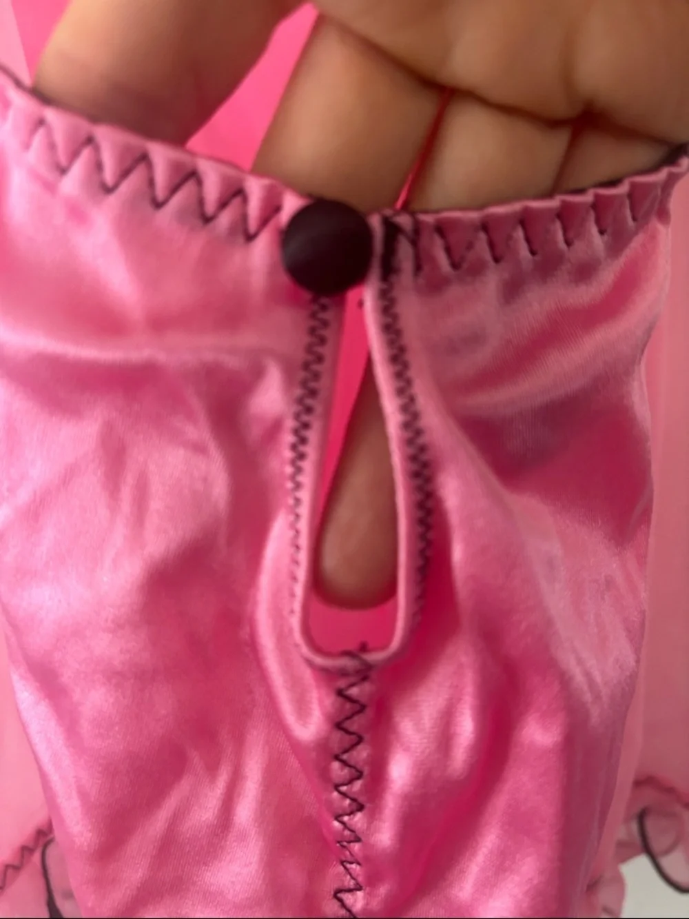 NWT!! NEW VINTAGE VS Pink Black Satin Lace Trim Sexy Lingerie Garter Details - Picture 9 of 11